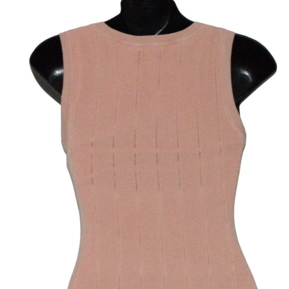 Guess Lined Knitted Bodycon Midi Knee Length Scoop Neck Peachy Pink Dress Size S - Picture 8 of 10